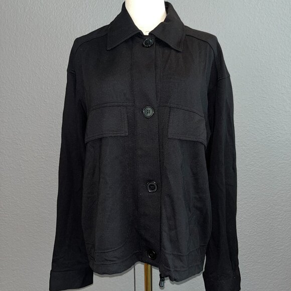 MAX STUDIO LONDON BLACK KNIT BLOUSON LONG SLEEVE ADJUSTABLE WAIST JACKET NWT - L - Picture 1 of 16